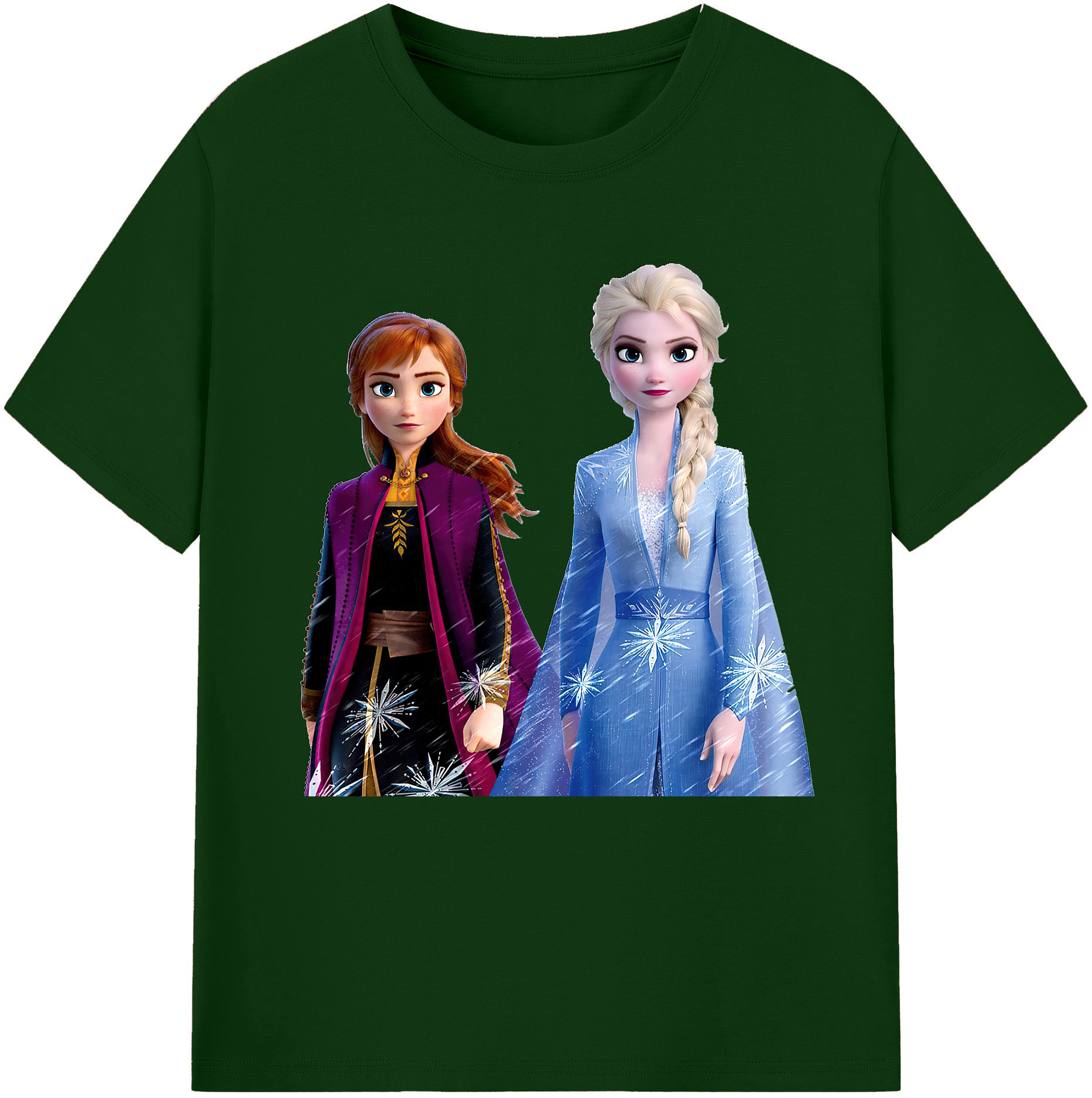 （画像用） アナと雪の女王 アンナ エルサ Frozen Anna Elsa 綿100％半袖Tシャツ（フロントプリント）